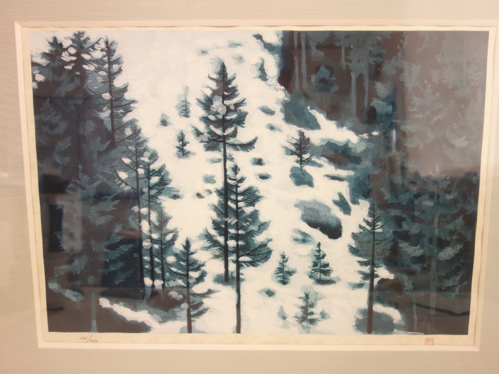 中古】M▽東山魁夷 木版画 雪の後 額縁 エディションナンバー (39366