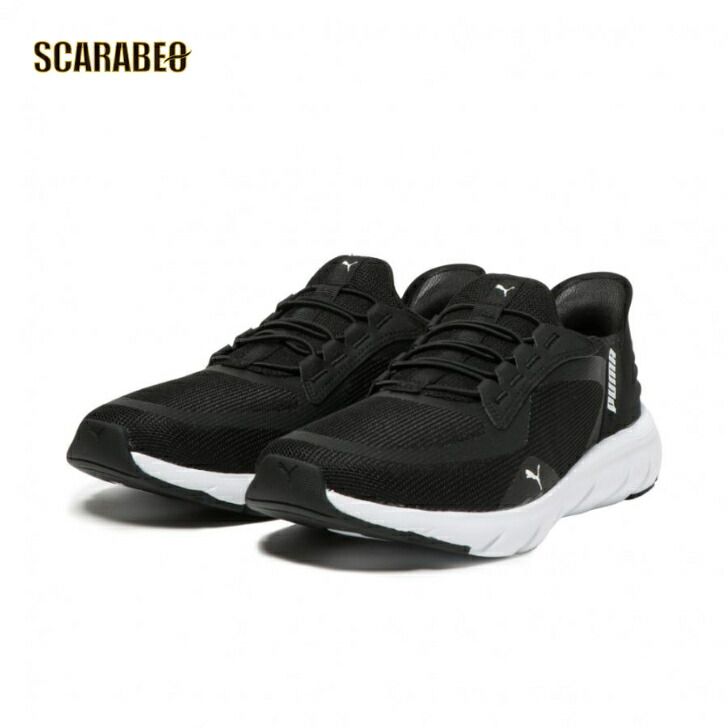 プーマ PUMA SOFTRIDE フレックス レース EASE IN ALT メンズ スニーカー ワイド 311996 01 ブラック スリッポン クッション性 通気性 311996-01 26.5