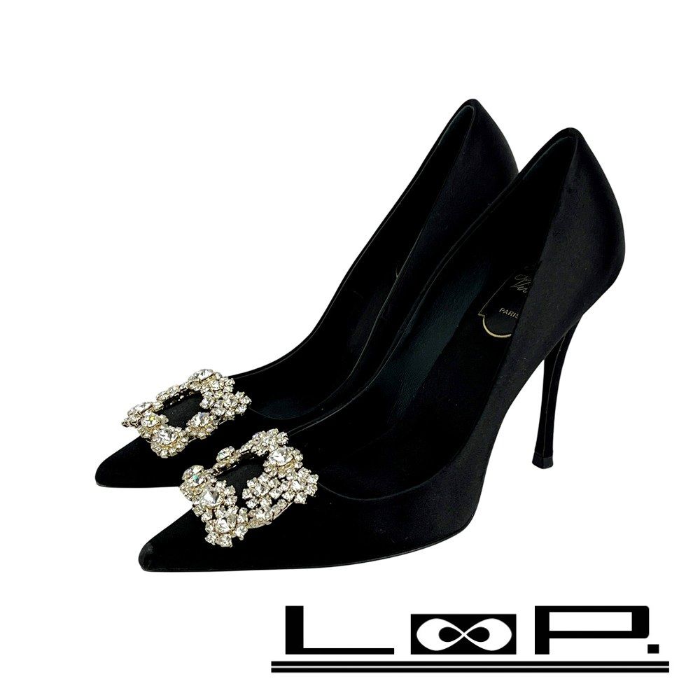 【美品】ROGER VIVIER ロジェヴィヴィエ フラワーパンプス ブラック 美品】ROGER VIVIER ロジェヴィヴィエ フラワーパンプス ブラック