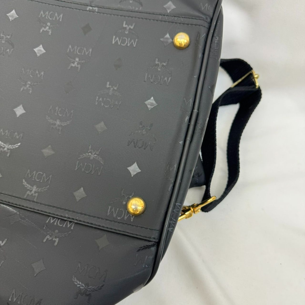 K【ヴィンテージ】MCM エムシーエム ボストンバッグ ブラック ゴールド