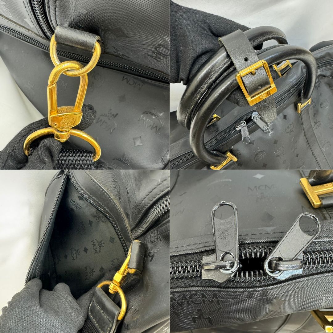 K【ヴィンテージ】MCM エムシーエム ボストンバッグ ブラック ゴールド
