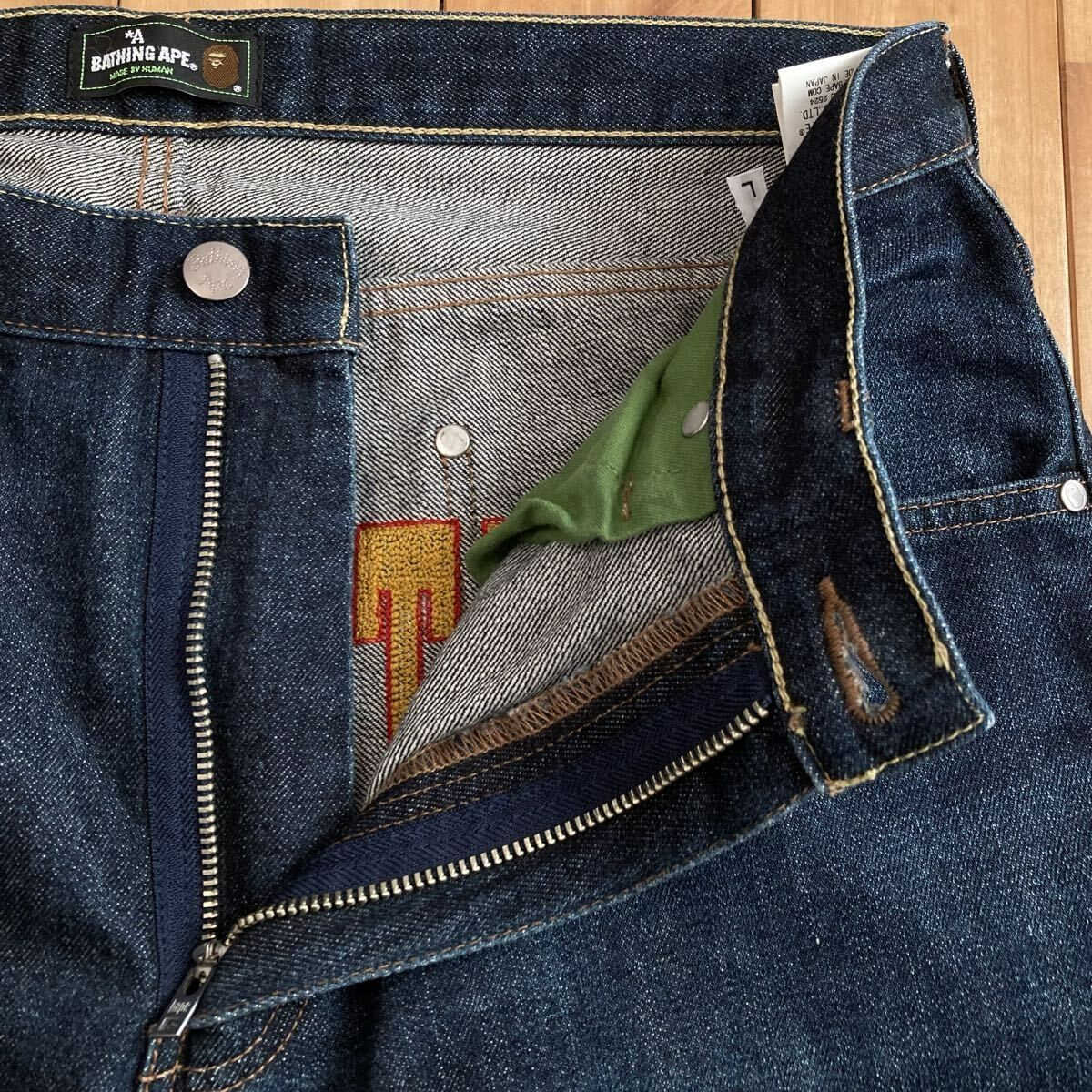 BAPE LOGO 刺繍 デニム パンツ Lサイズ a bathing ape Denim pants