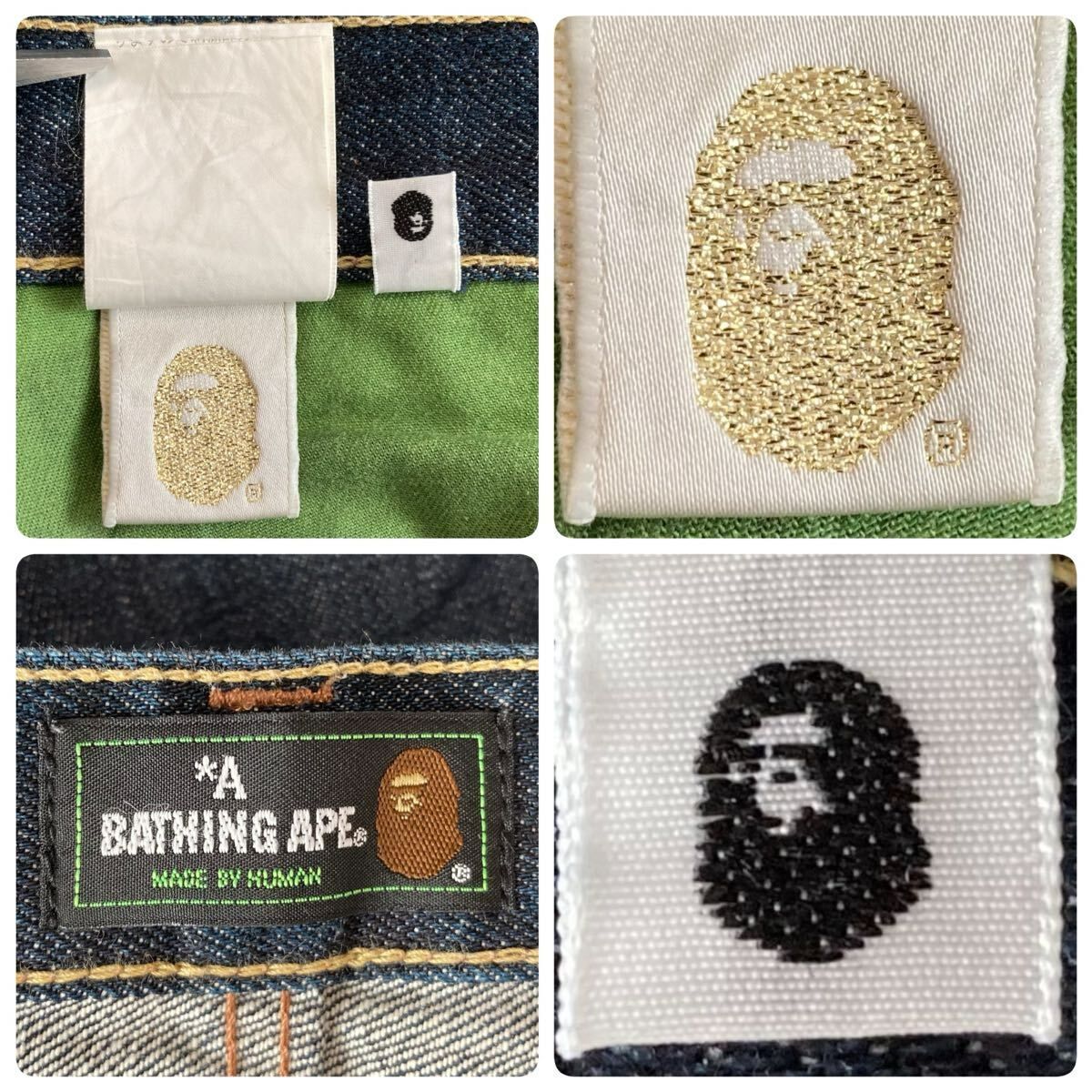 BAPE LOGO 刺繍 デニム パンツ Lサイズ a bathing ape Denim pants