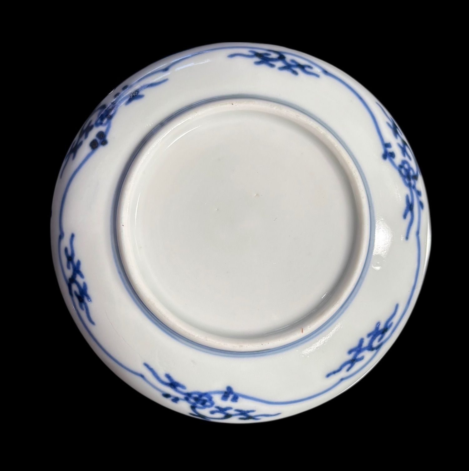 5客セット】 古伊万里 染付 花菱文 市松文様 小皿 時代物 平皿 丸皿 豆