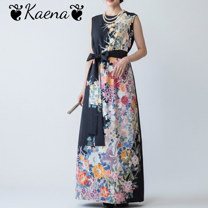着物リメイクワンピース 着物ドレス 卒業式 レディース Kaena 着物