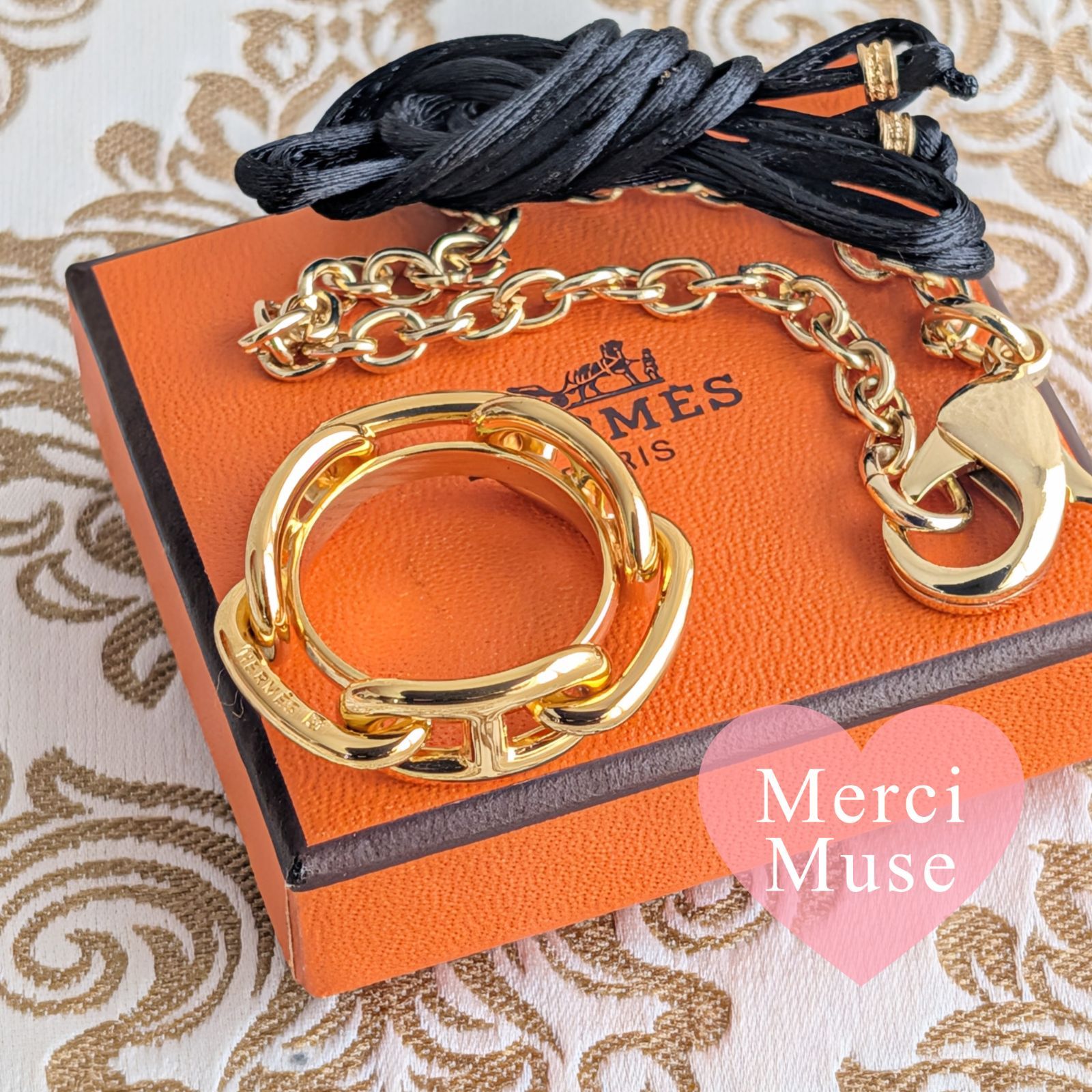 ❤お得なお品❤スカーフリング シェーヌダンクル ゴールド金具