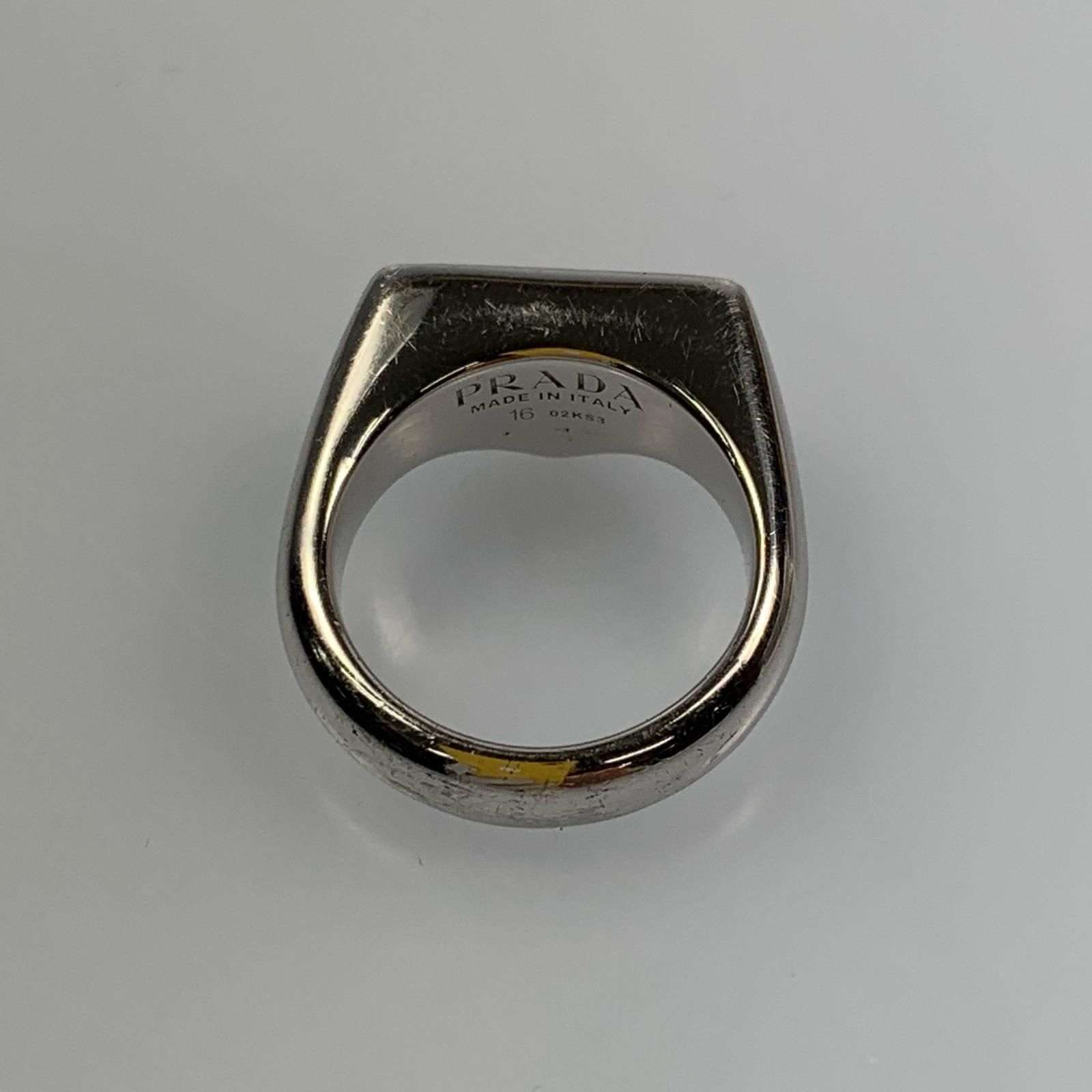 姫路東店】 中古 PRADA | プラダ リング・指輪 エナメルシルバーリング