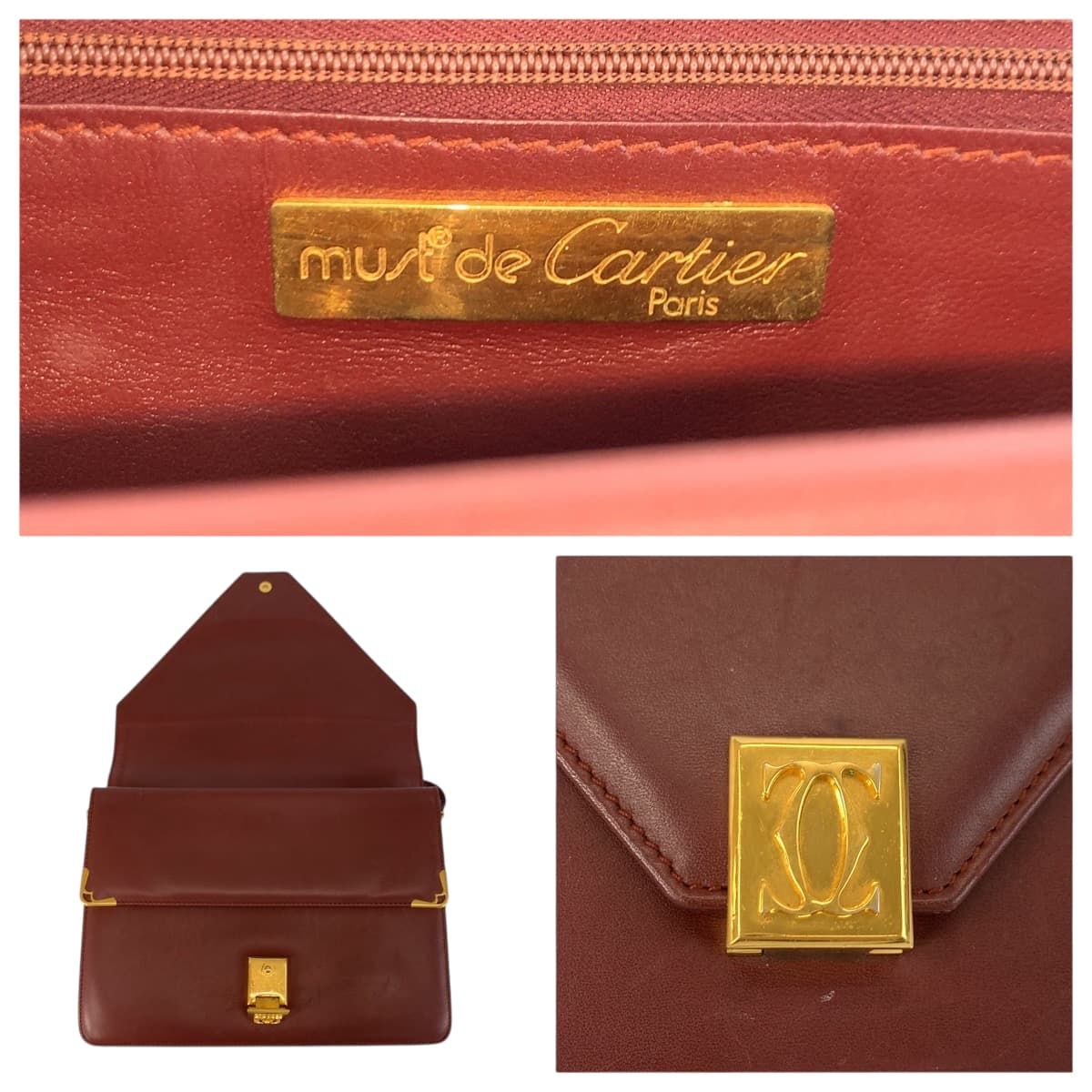 CARTIER カルティエ ヴィンテージ マストライン ボルドー ゴールド金具