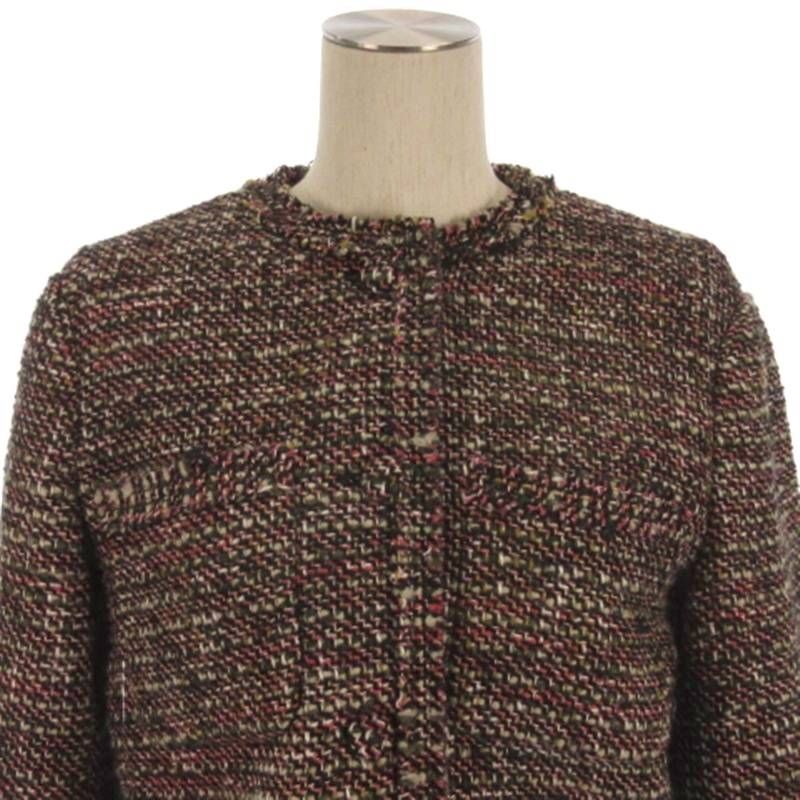 セオリー Theory ツイード ジャケット ノーカラー クロップド ブラック