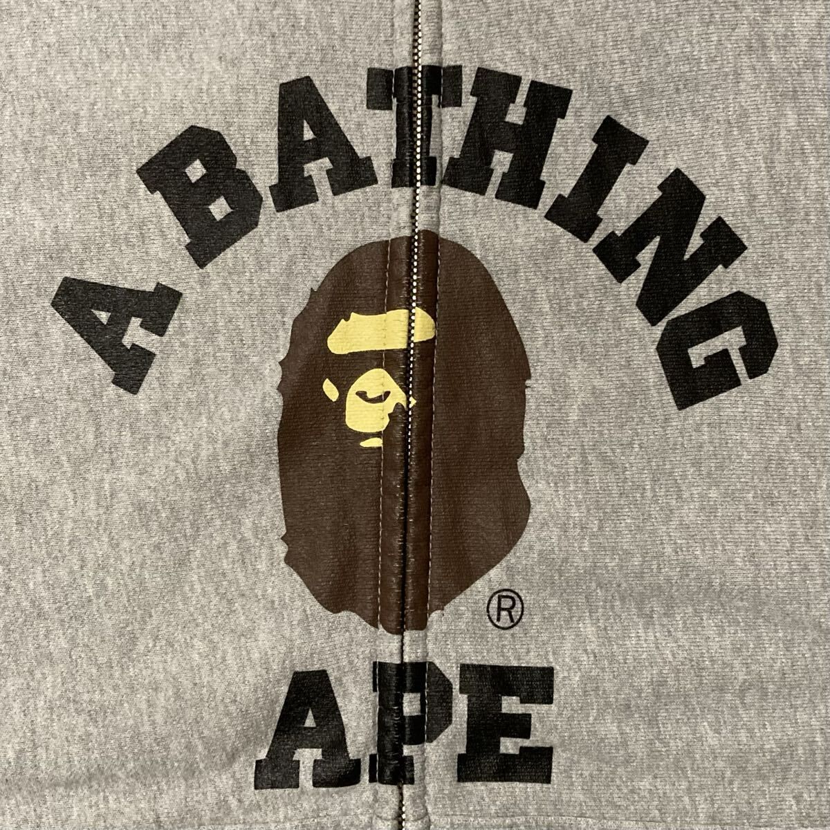 カレッジロゴ フルジップ パーカー Mサイズ グレー a bathing ape BAPE