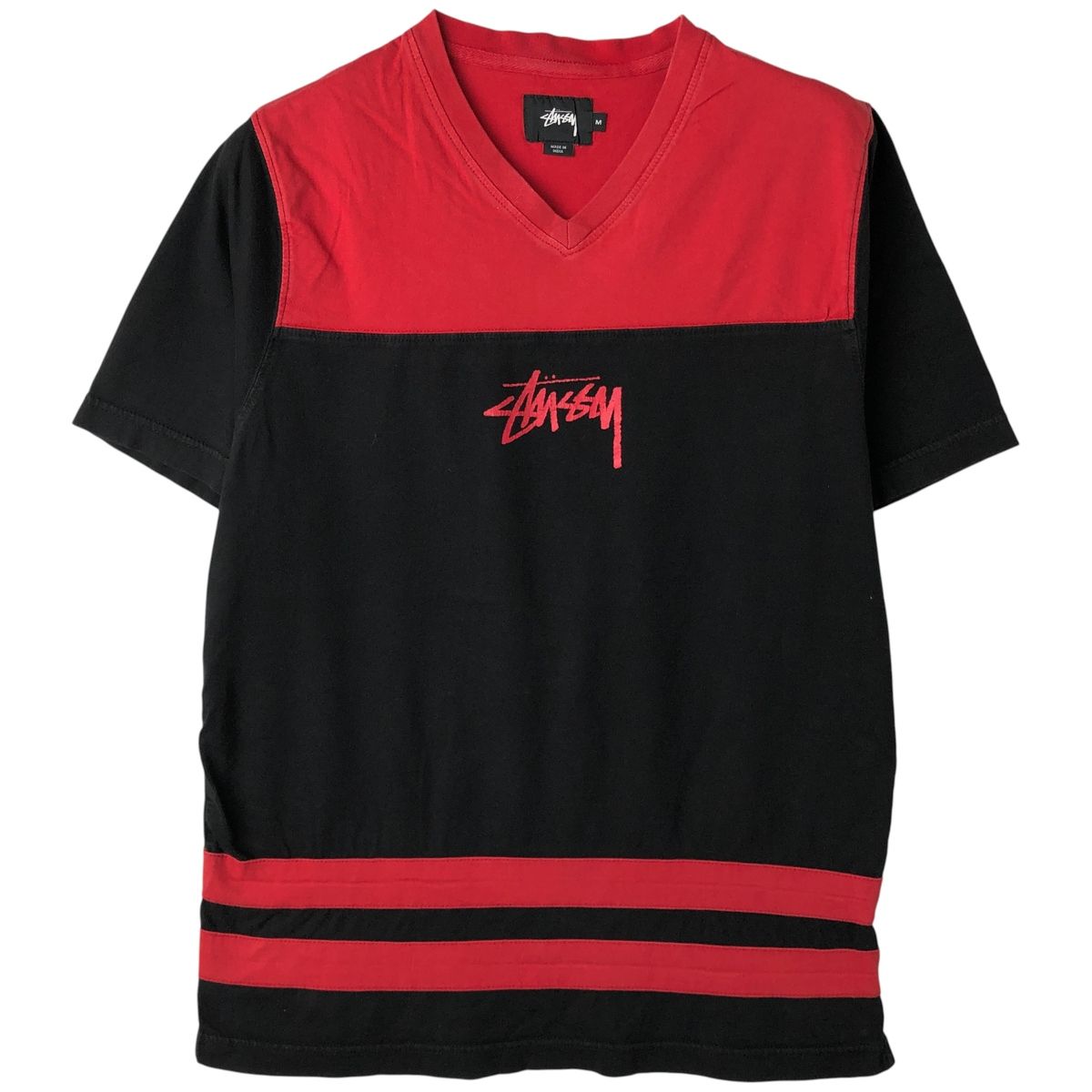 古着 ステューシー STUSSY Vネック ロゴプリントTシャツ メンズM相当/eaa608056