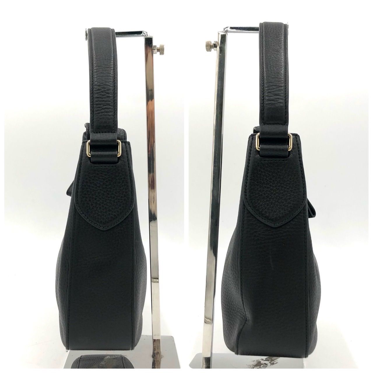 BALLY・バリー・ショルダーバッグ・ハーフムーン 美品 BALLY バリー ワンショルダーバッグ レザー シボ革 ブラック 黒