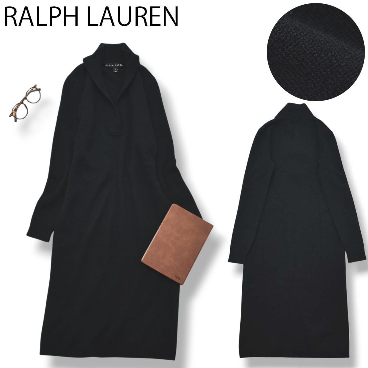 人気】 ラルフローレン RALPH LAUREN 長袖 膝丈 襟付き Vネック メリノ