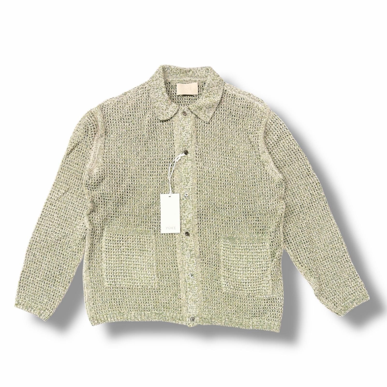 参考上代41800円 未使用 YOKE 25SS MESH KNITTED SHIRT CARDIGAN