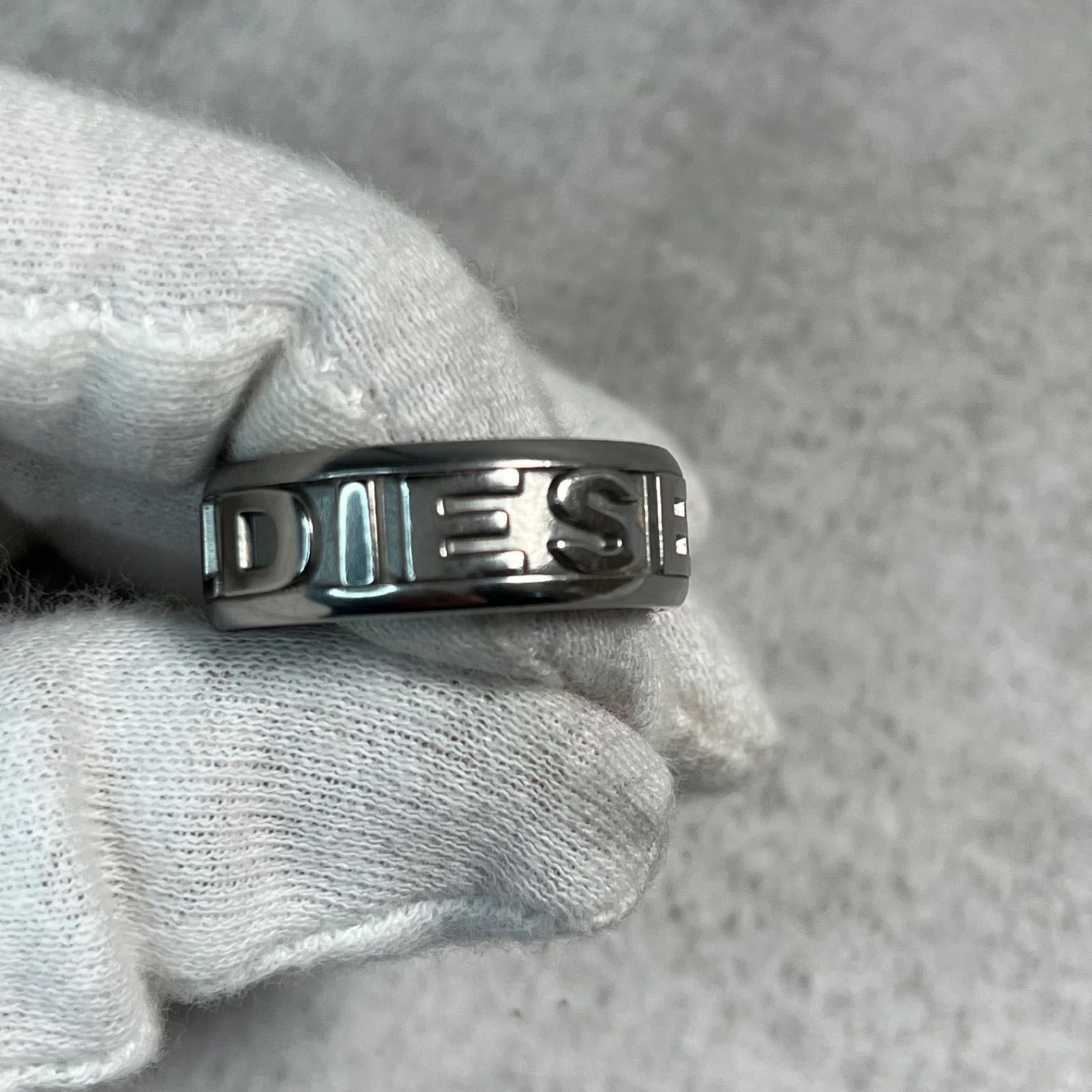 DIESEL ディーゼル ロゴリング シルバー 約23号 ステンレス STEEL刻印 