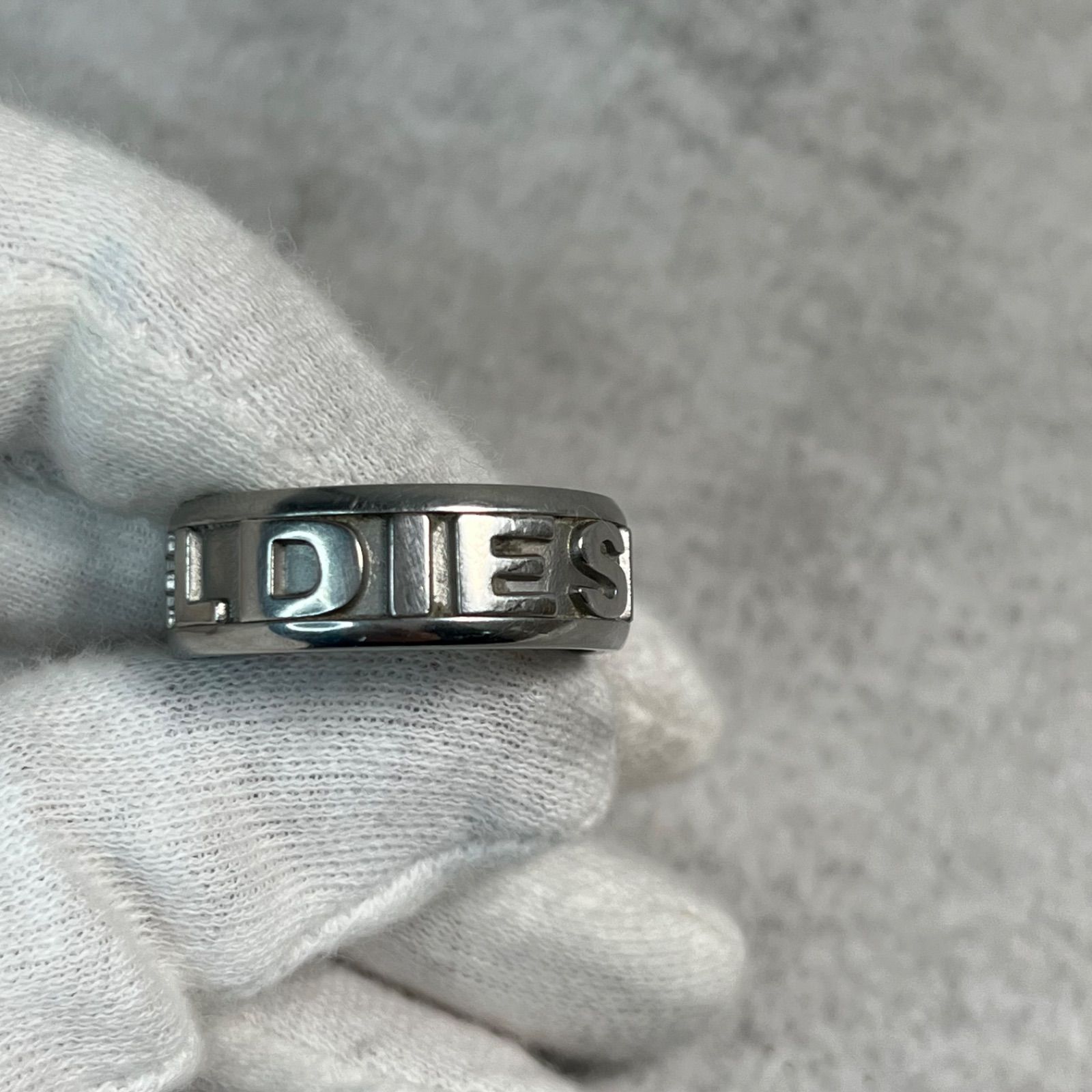 DIESEL ディーゼル ロゴリング シルバー 約23号 ステンレス STEEL刻印 