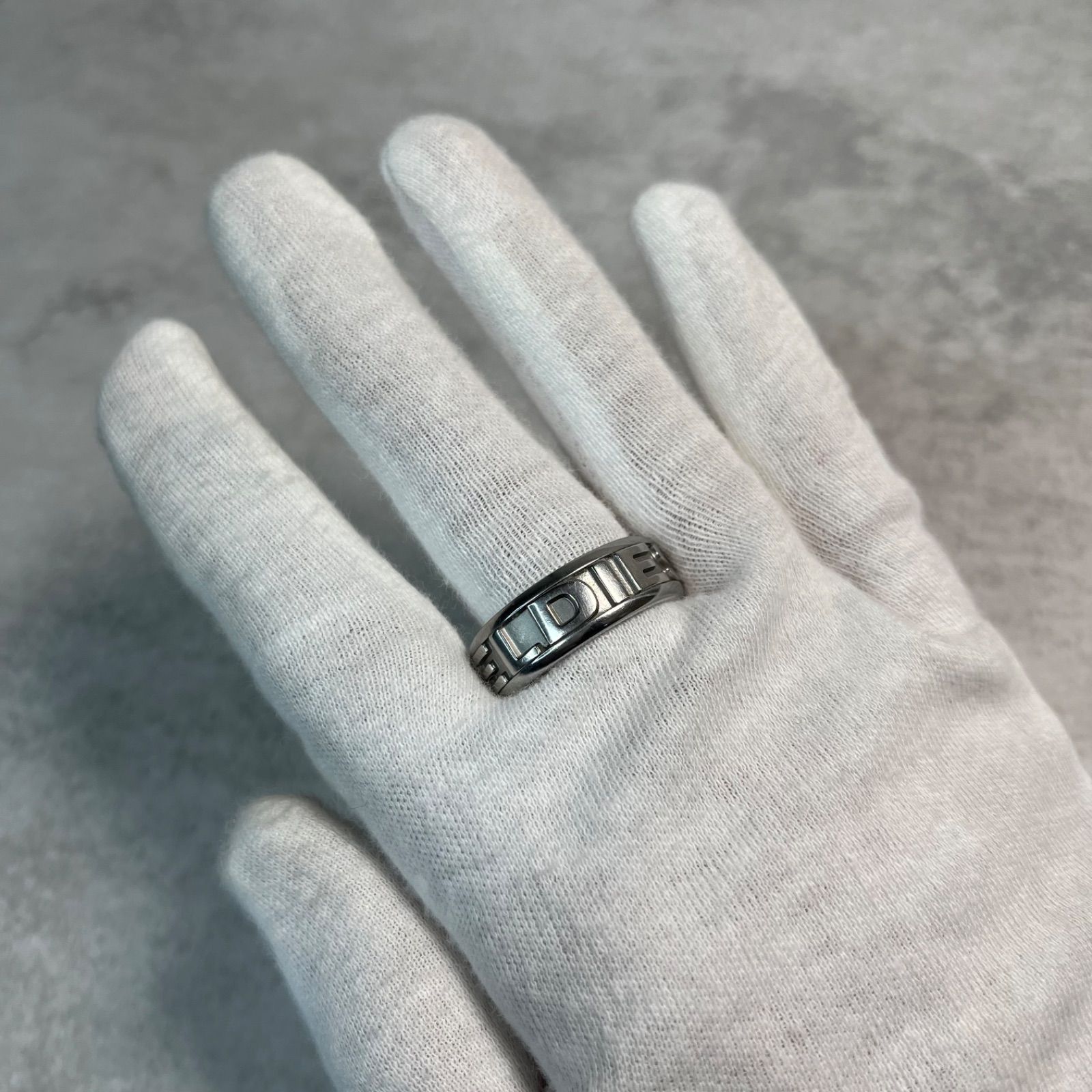DIESEL ディーゼル ロゴリング シルバー 約23号 ステンレス STEEL刻印 