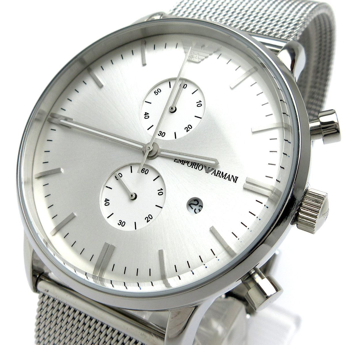 エンポリオアルマーニ EMPORIO ARMANI クロノグラフ メンズ シルバー 