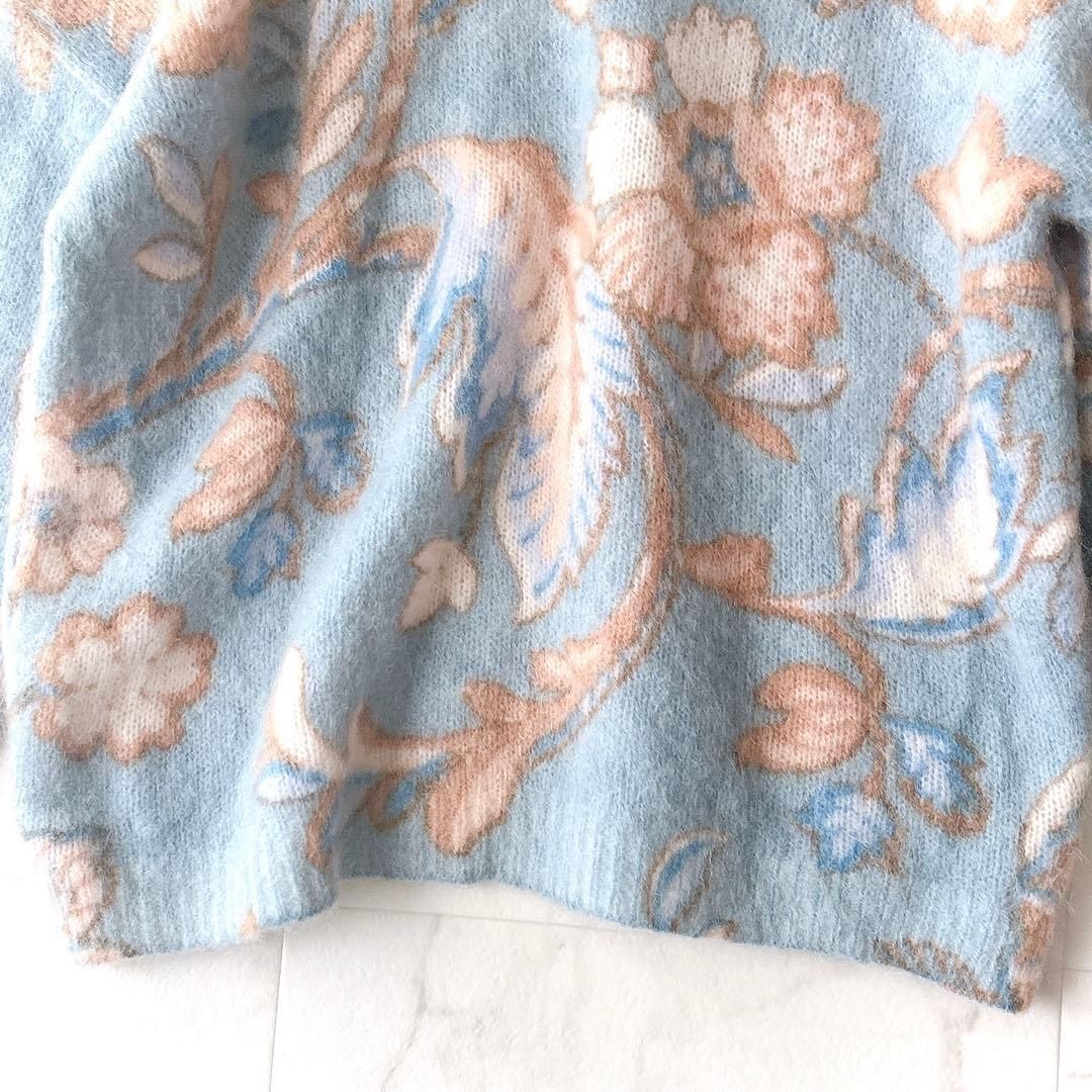 Sezane セザンヌ フローラル 花柄 クルーネックニット cnr0074* 美品 SEZANE セザンヌ Kid Mohair Knit キッドモヘヤ ニット