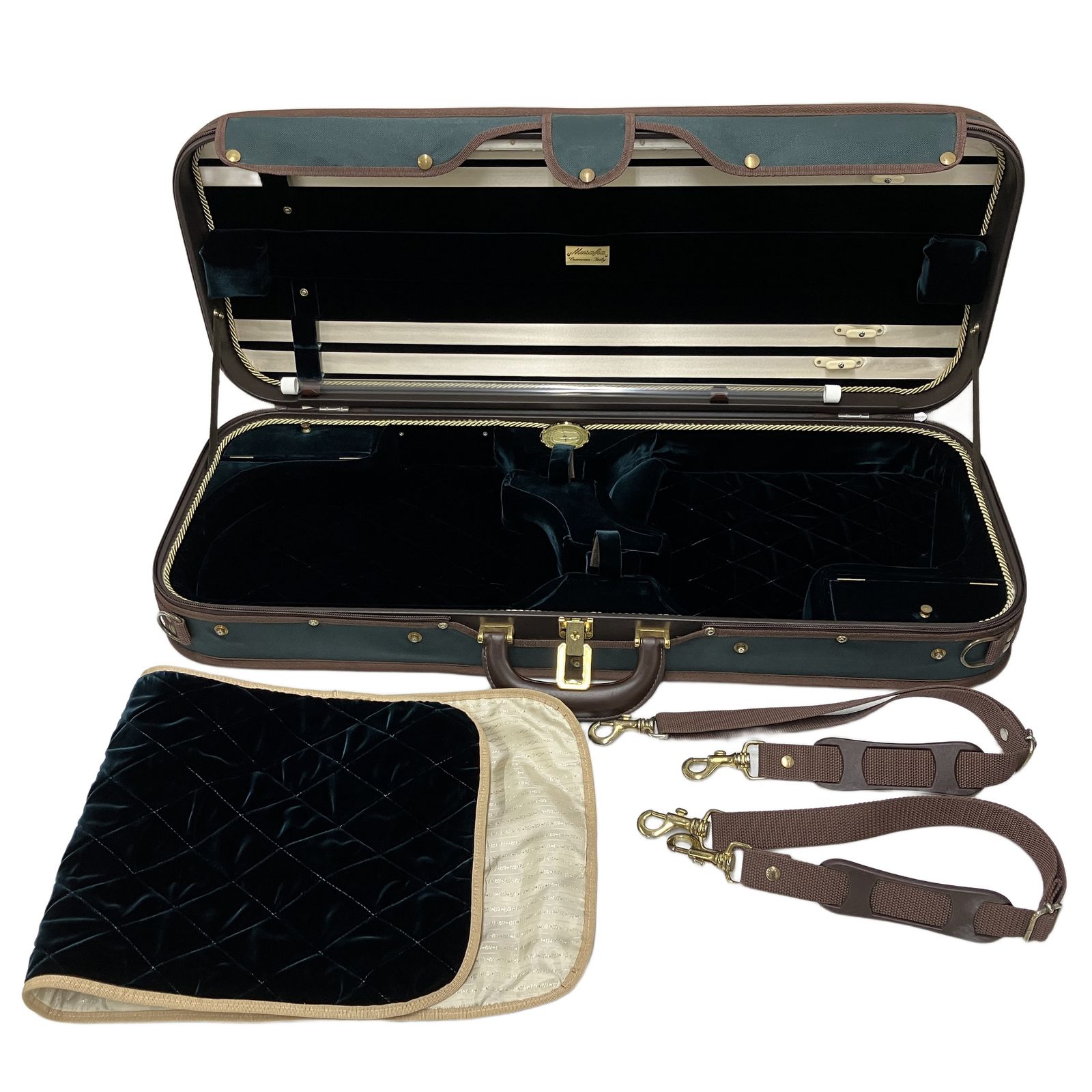 Musafia ヴァイオリン ケース グリーン ブラウン 2本収納可能 中古