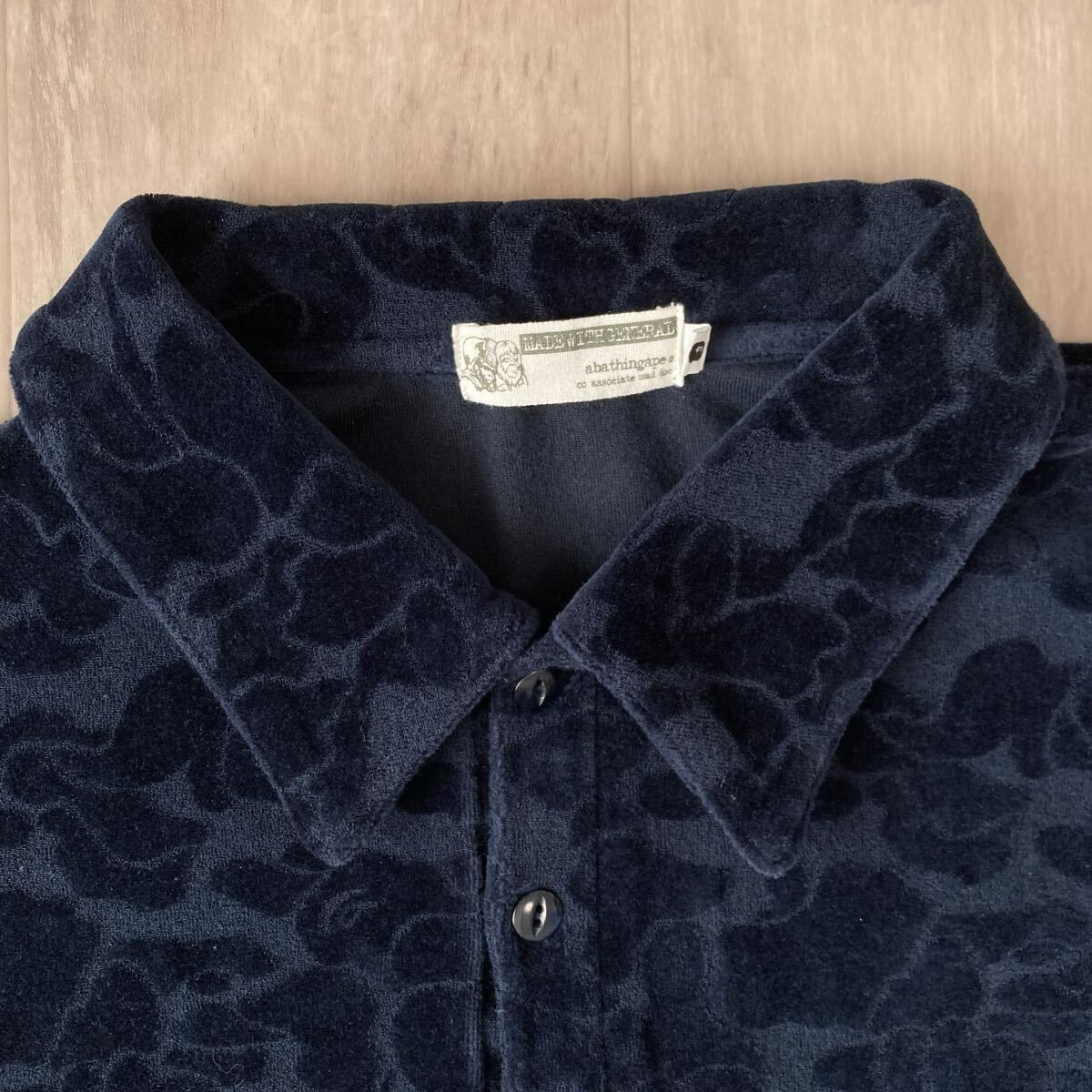 ☆初期☆ ベロア BAPE CAMO ポロシャツ Lサイズ Black a bathing ape