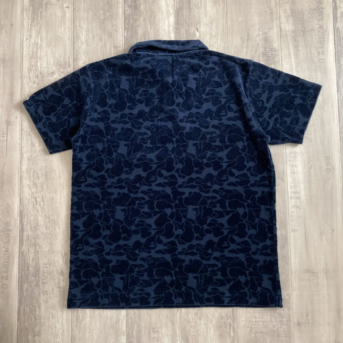 ☆初期☆ ベロア BAPE CAMO ポロシャツ Lサイズ Black a bathing ape