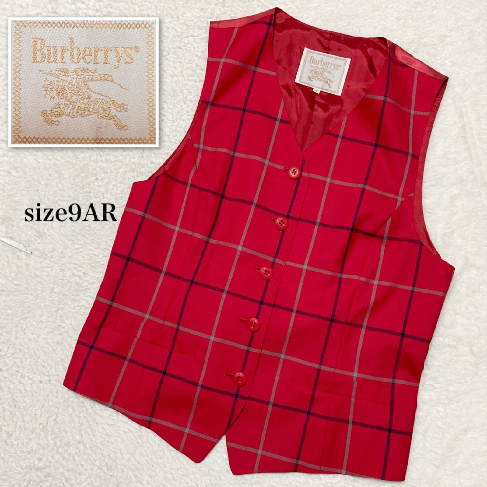 □極美品□Burberry バーバリー ペンチェック ジレ ベスト レディース 