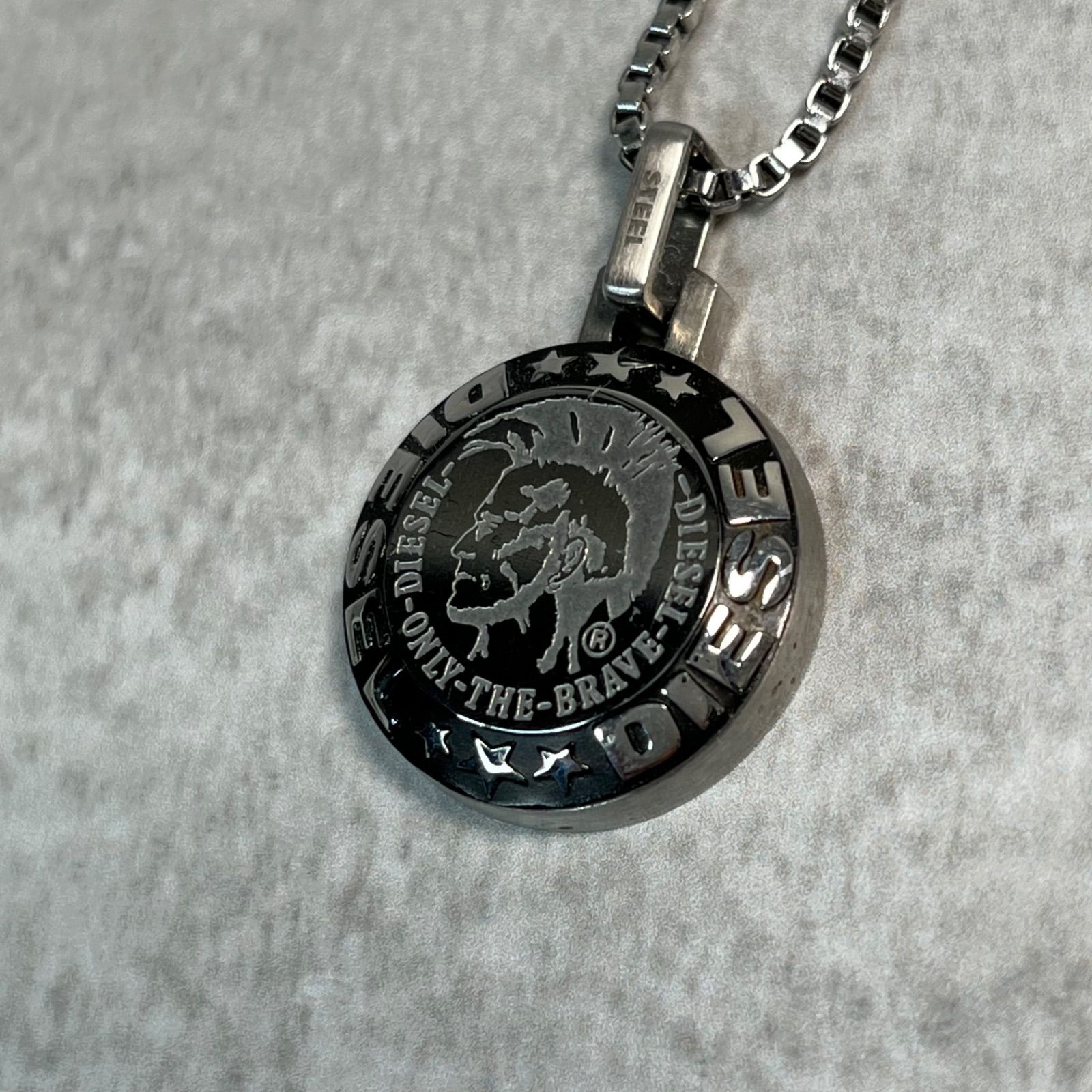 DIESEL ディーゼル ロゴ ネックレス シルバー ステンレス STEEL刻印