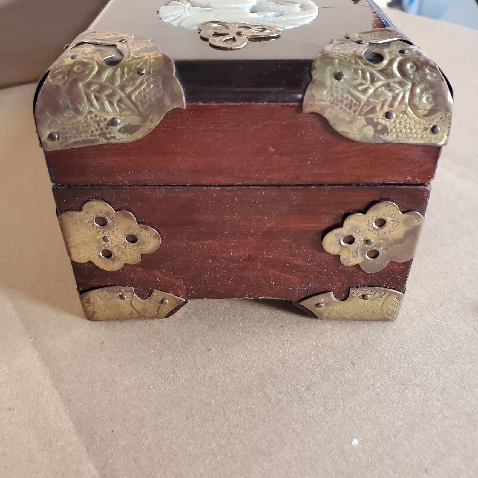 ヴィンテージ翡翠 宝石箱 銅板装飾 中国上海 ジュエリーボックス