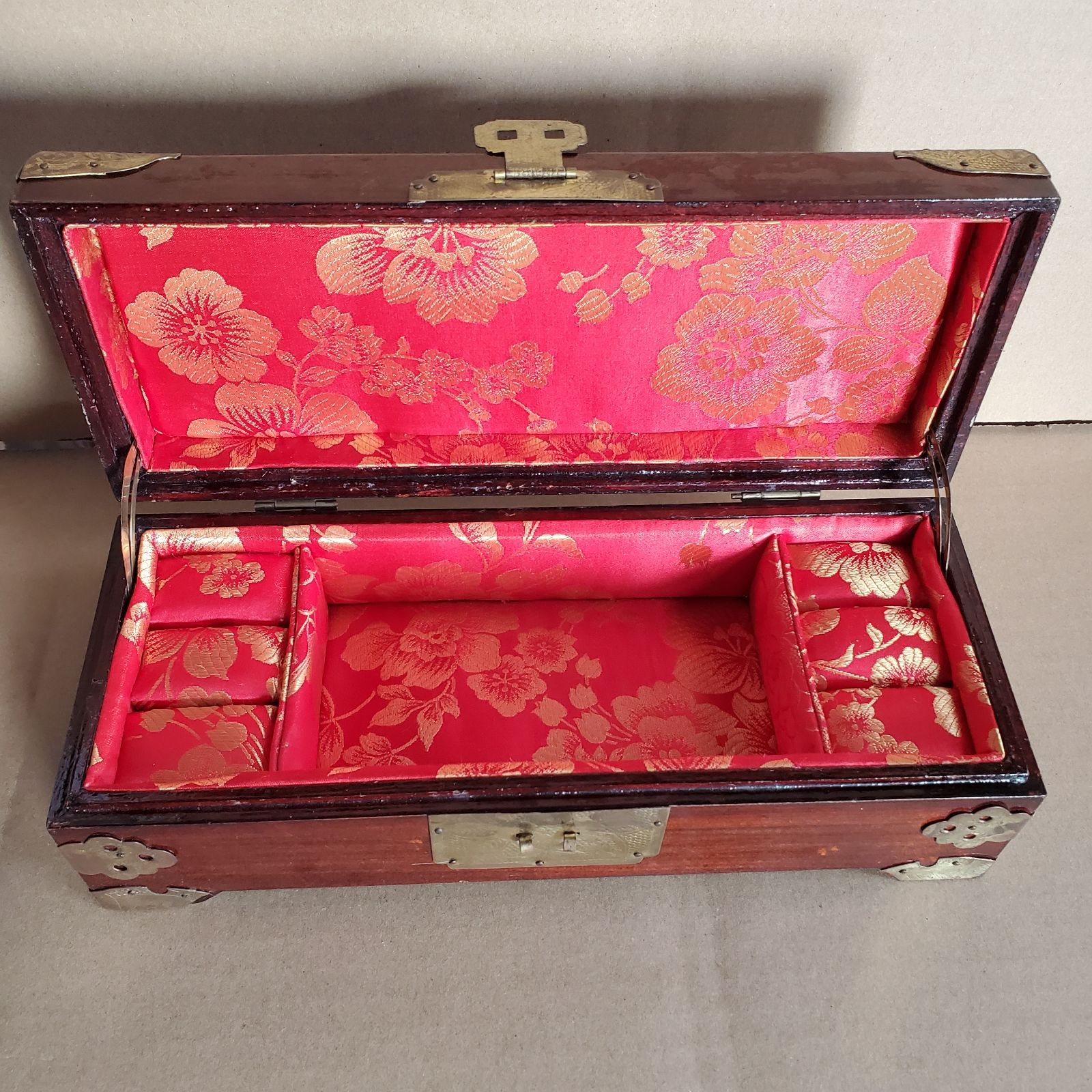 ヴィンテージ翡翠 宝石箱 銅板装飾 中国上海 ジュエリーボックス