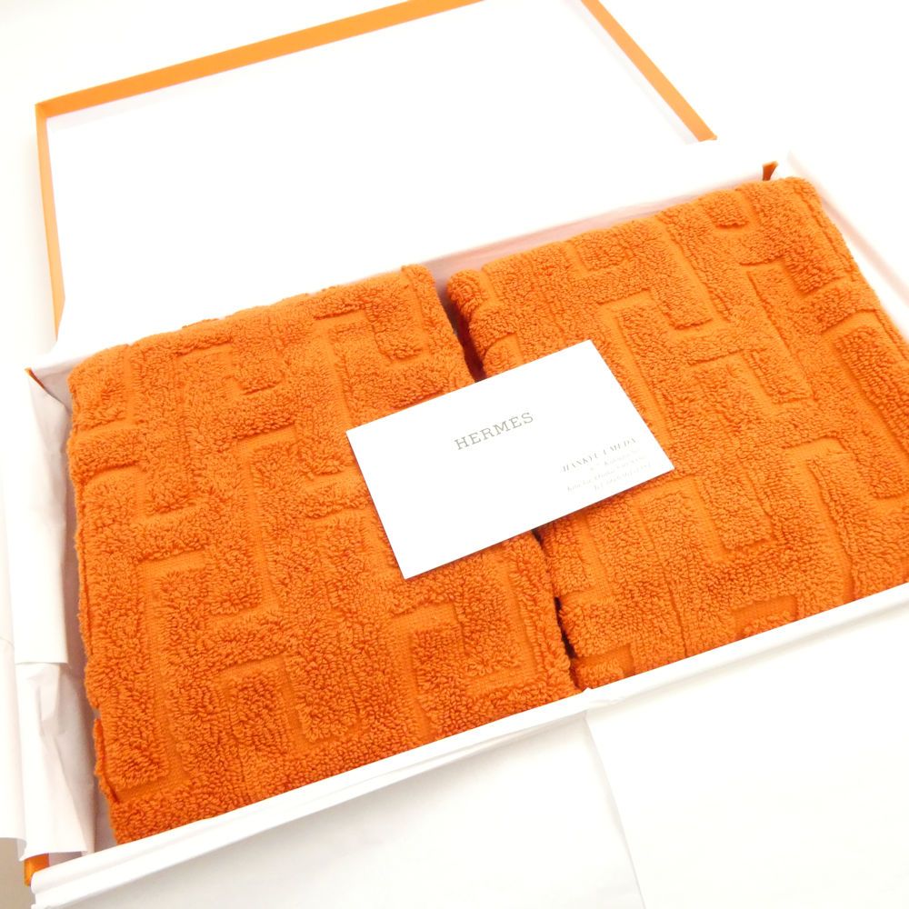 未使用 HERMES エルメス ステアーズ ゲスト フェイスタオル 2点