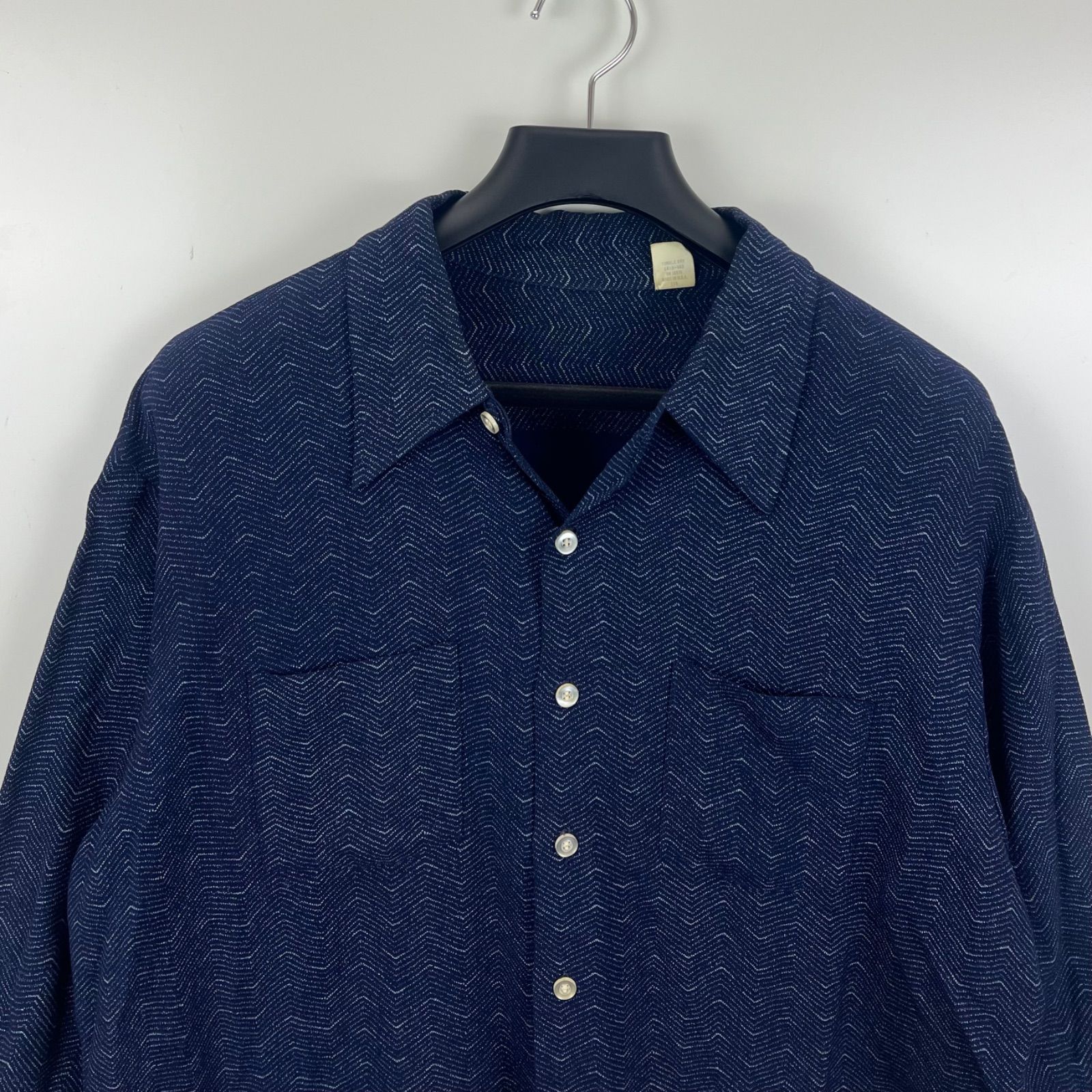 vintage 60s70s USA rayon open collar L/S shirts XL RN16576
