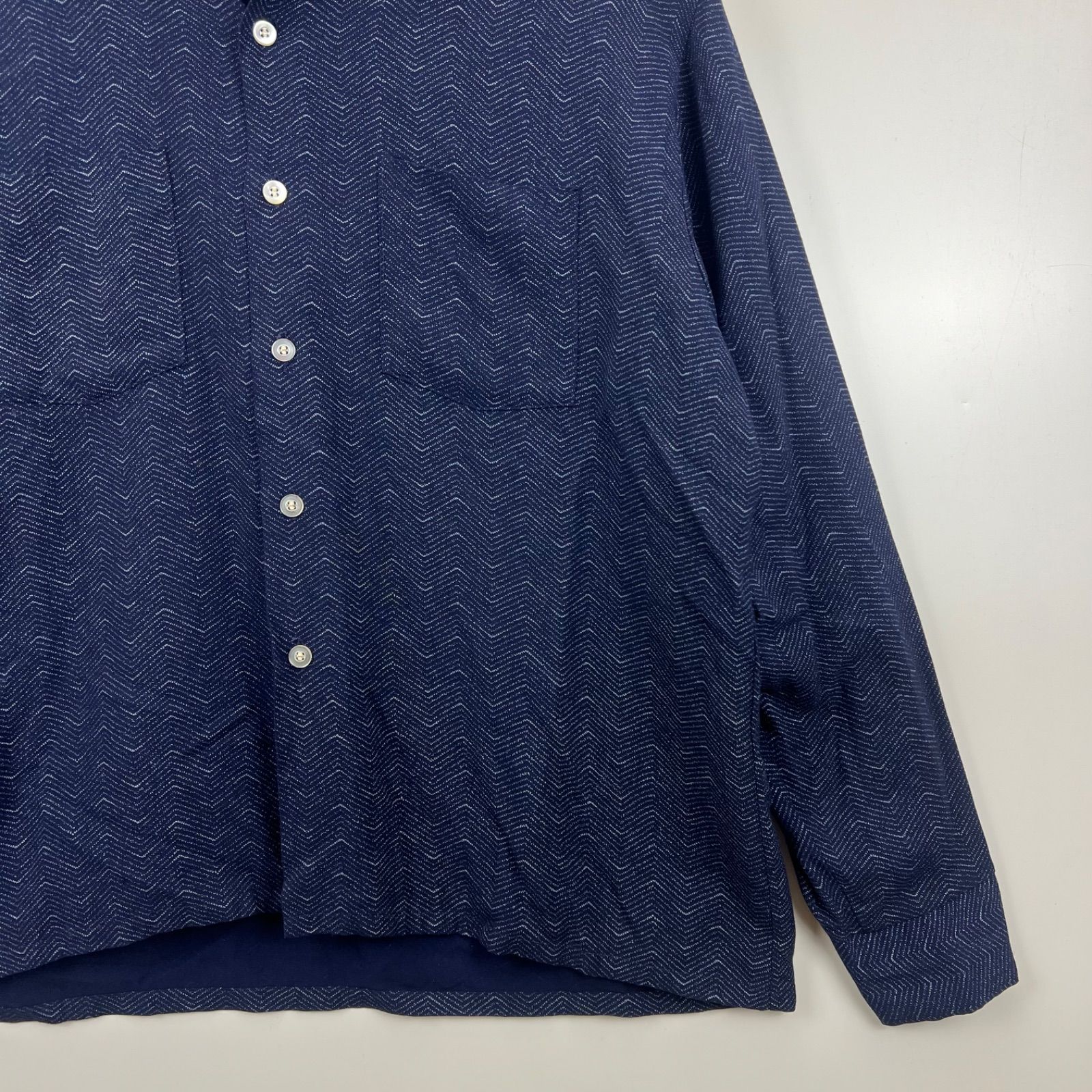 60s 70s アトミック柄 レーヨン USA製 開襟シャツ ビンテージ 50s vintage 60s70s USA rayon open collar L/S shirts XL RN16576