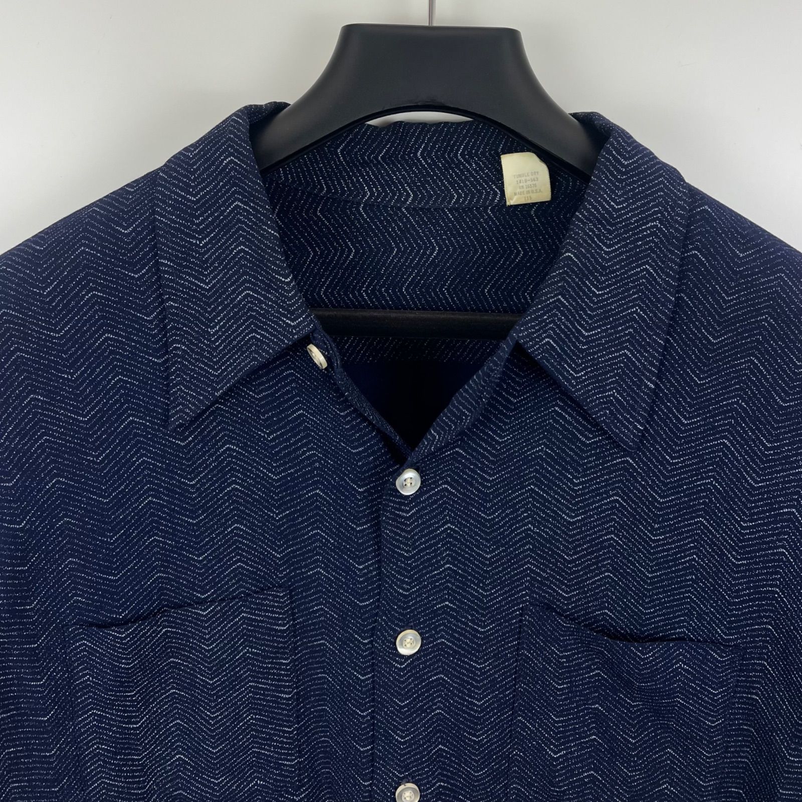 vintage 60s70s USA rayon open collar L/S shirts XL RN16576