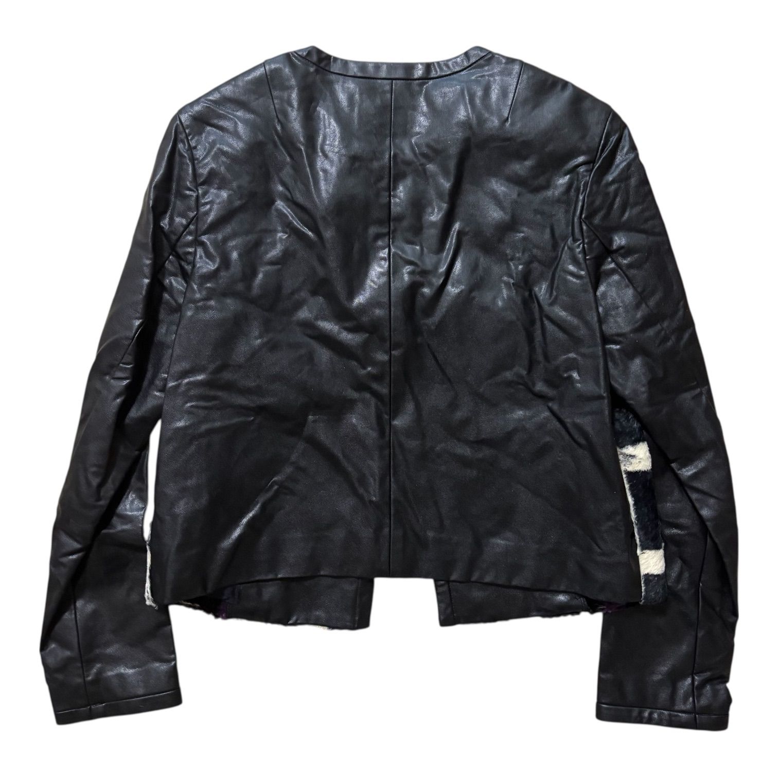 TOMORROWLAND ブラックレザージャケット TOMORROWLAND collection トゥモローランド フェイクファー切替 ノー