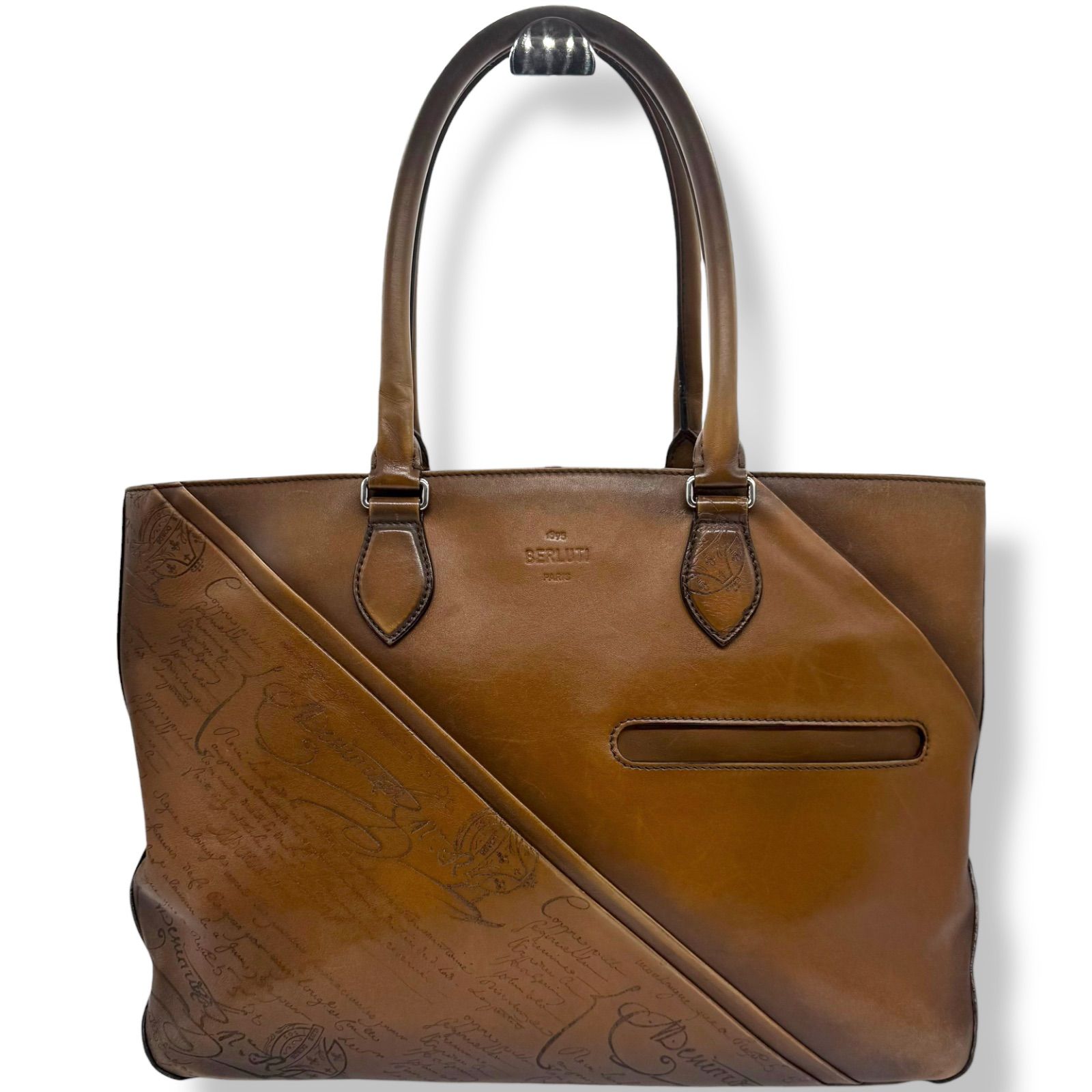 ベルルッティ トゥジュール トートバッグ カリグラフィ ブラウン