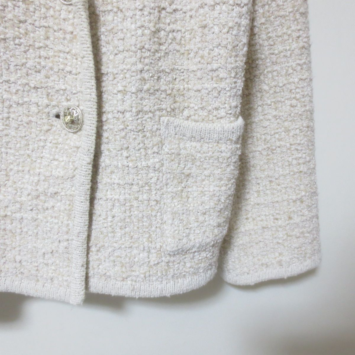 BF34 FOXEY フォクシー ツイード ジャケット アイボリー 42 - メルカリ