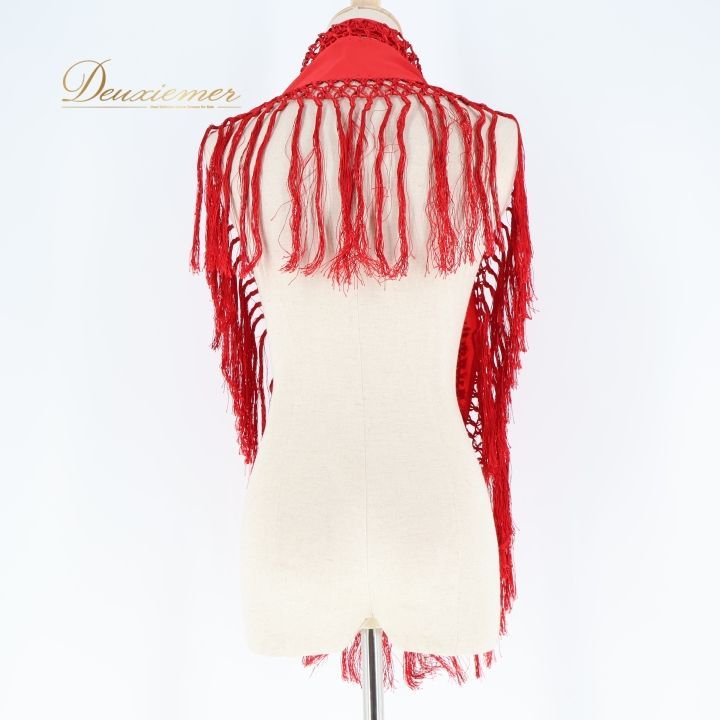 フラメンコ 衣装 シージョ ピキージョ スペイン製 赤 フレコ フリンジ