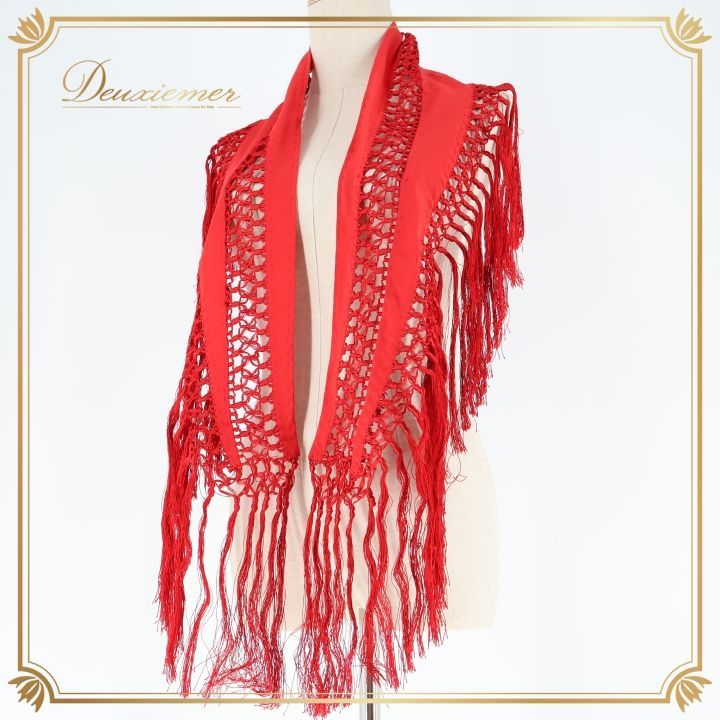 フラメンコ 衣装 シージョ ピキージョ スペイン製 赤 フレコ フリンジ