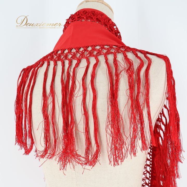フラメンコ 衣装 シージョ ピキージョ スペイン製 赤 フレコ フリンジ