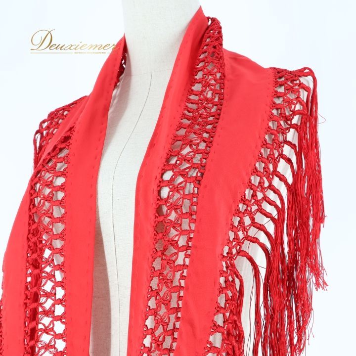 フラメンコ 衣装 シージョ ピキージョ スペイン製 赤 フレコ フリンジ