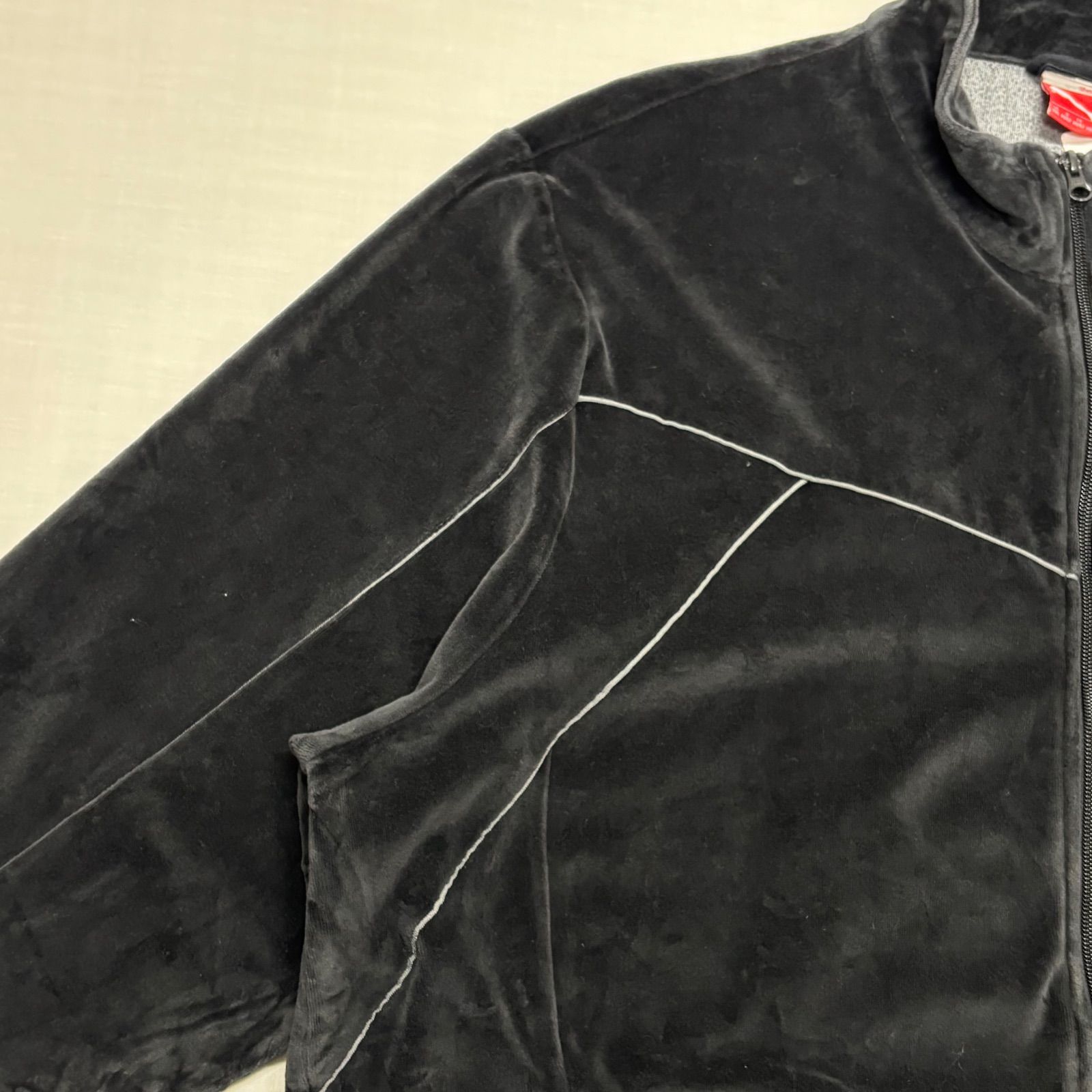 PUMA ベロア トラックジャケット 黒 XXL 刺繍ロゴ 大きいサイズ