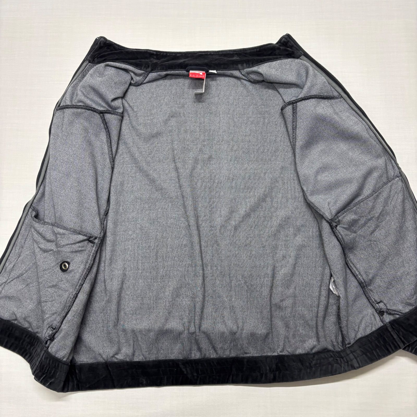 PUMA ベロア トラックジャケット 黒 XXL 刺繍ロゴ 大きいサイズ