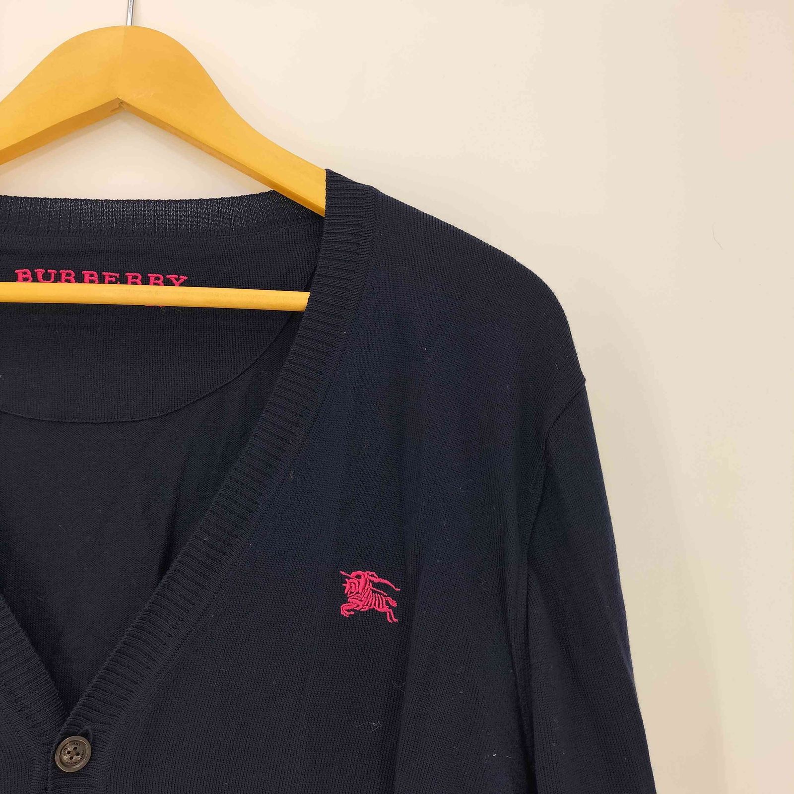 バーバリーブラックレーベル BURBERRY BLACK LABEL ロゴ刺繍 ウール V 
