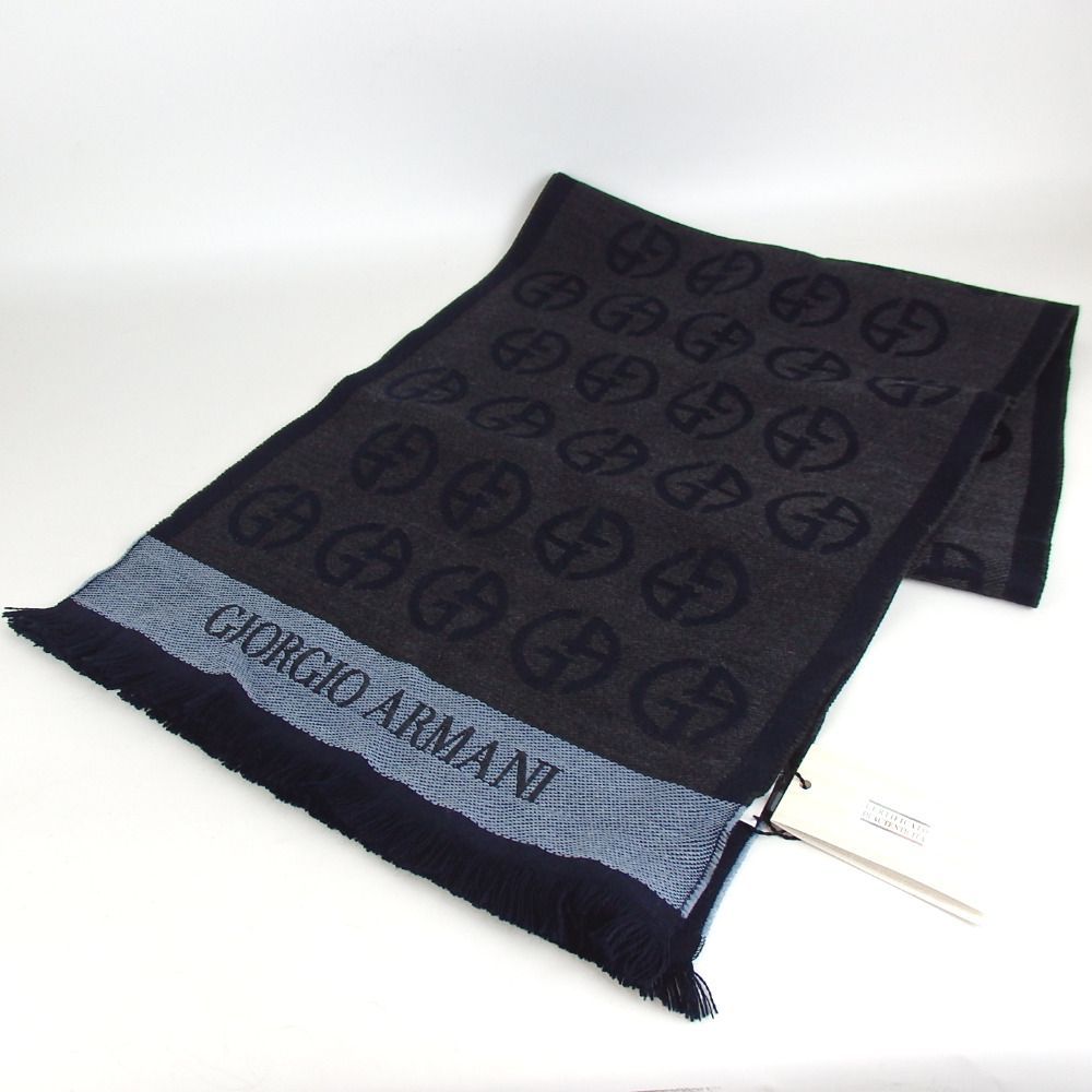 GIORGIO ARMANI ジョルジオアルマーニ ロゴ マフラー 未使用 ウール 15