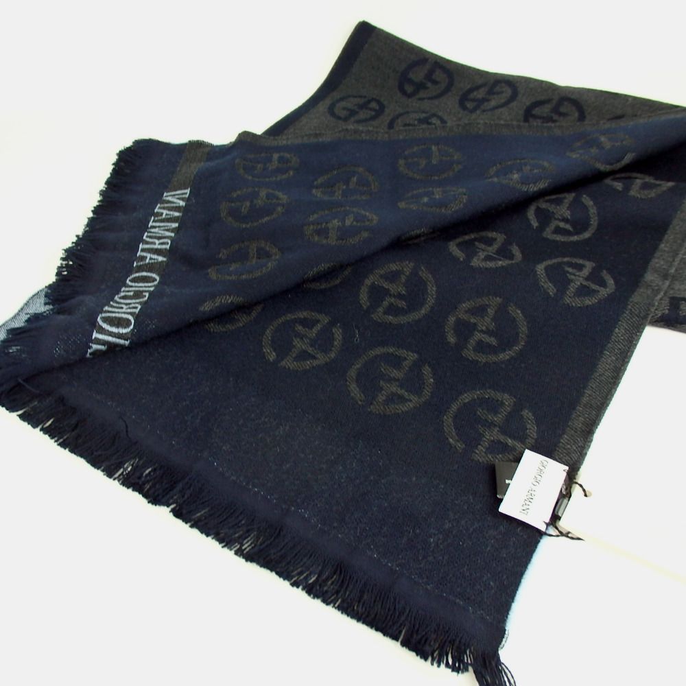 GIORGIO ARMANI ジョルジオアルマーニ ロゴ マフラー 未使用 ウール 15