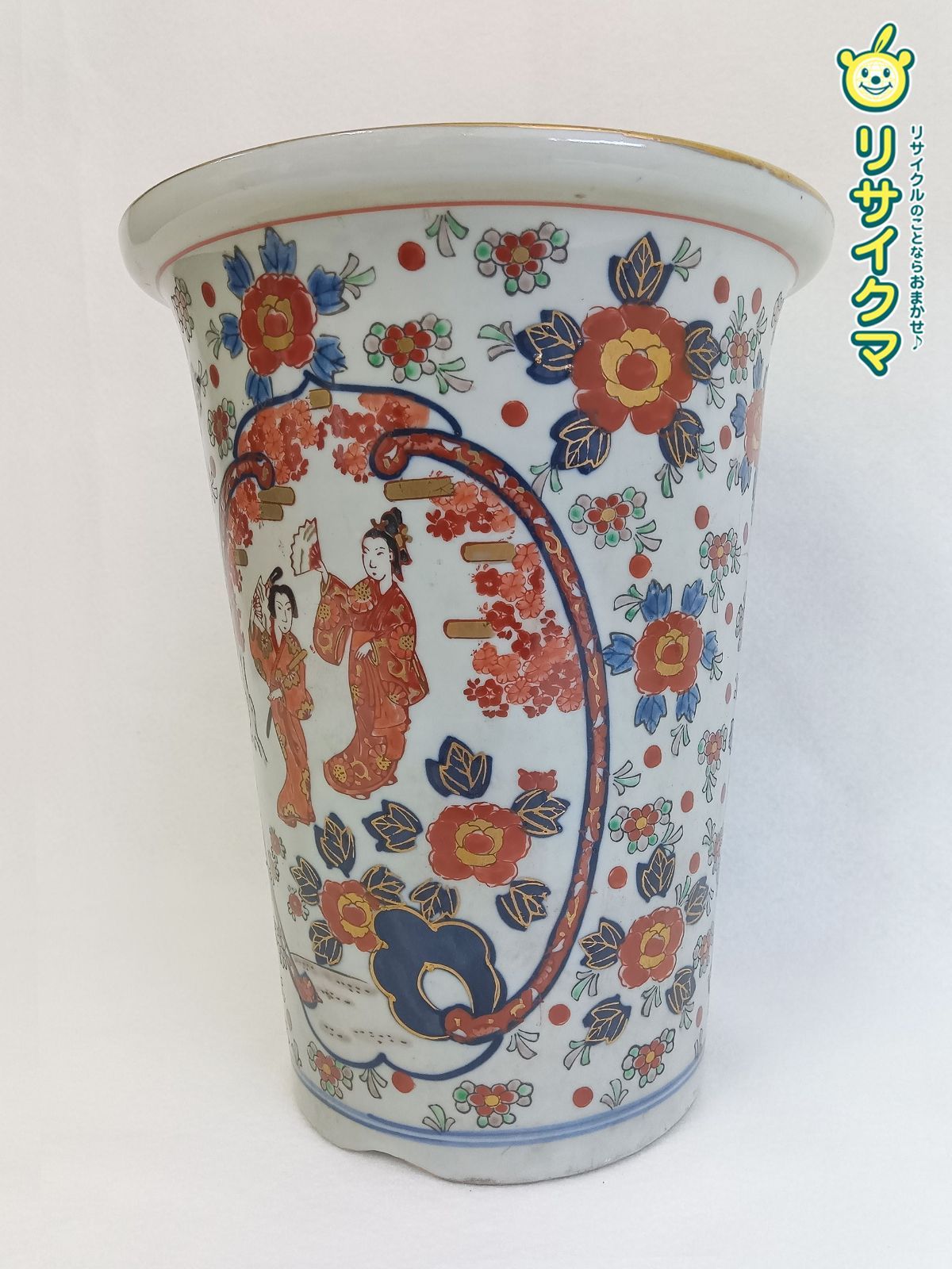 中古】M▽古伊万里 鉢 植木鉢 色絵 盆栽鉢 蘭鉢 錦手 色絵 (K00259