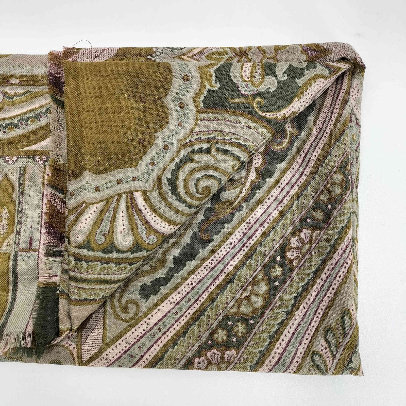 エトロ ETRO イタリア製 ウール シルク ペイズリー柄 大判 スカーフ