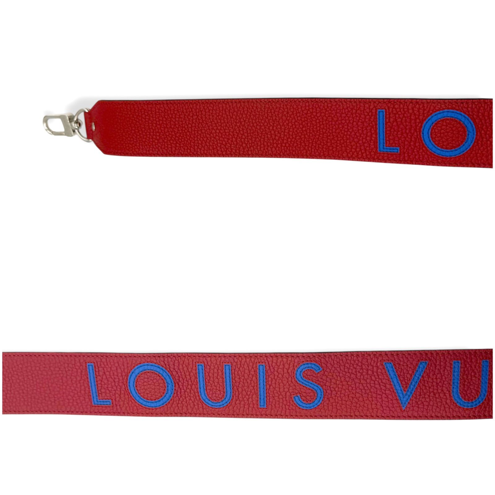 新品同様 ルイヴィトン ショルダーストラップ ロゴ レッド ブルー 斜め