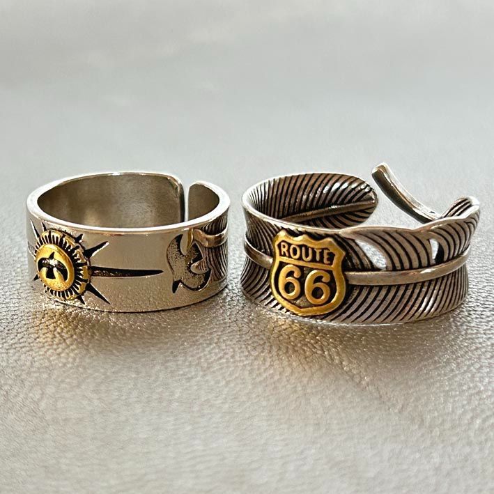 新品【 インディアンジュエリー リング 2個 】イーグル フェザー